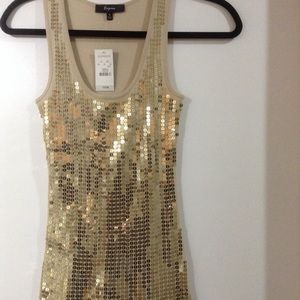 Express gold sequined tank top